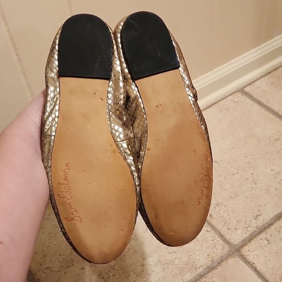 Sam Edelman "Felicia" Gold Snakeskin-Print Ballet Flats Size 9.5 - Picture 8 of 11